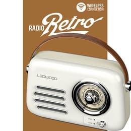 Radio Radio Rétro portable Ledwood ALMA, FM, Bluetooth 5.3 Entrée USB, Puissance 3W - Batterie 3,7V-1500mAh - Retro Vintage - Blanc