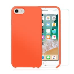 Coque iPhone SE (2022/2020)/8/7/6/6S et 2 écrans de protection - Silicone - Orange