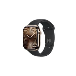 Apple Watch Series 10 (2024) GPS + Cellular 46 mm - Titane Or - Bracelet sport Noir