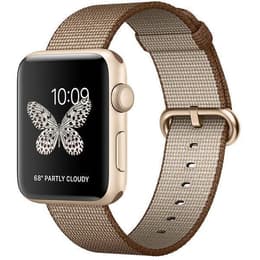 Apple Watch (Series 2) 2016 GPS 42 mm - Aluminium Or - Nylon tissé marroncafé/marroncaramel