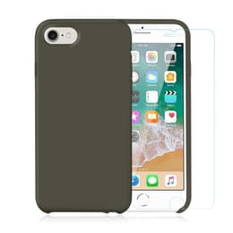 Coque iPhone SE (2022/2020)/8/7/6/6S et 2 écrans de protection - Silicone - Olive Vert