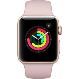 Apple Watch (Series 3) 2017 GPS + Cellular 38 mm - Aluminium Or rose - Bracelet sport Rose