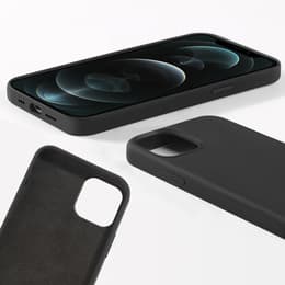 Coque iPhone 12/12 Pro et 2 écrans de protection - Silicone - Noir
