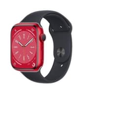 Apple Watch (Series 8) 2022 GPS + Cellular 45 mm - Aluminium Rouge - Bracelet sport Noir