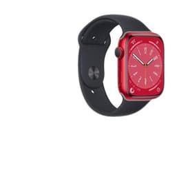 Apple Watch (Series 8) 2022 GPS + Cellular 45 mm - Aluminium Rouge - Bracelet sport Noir