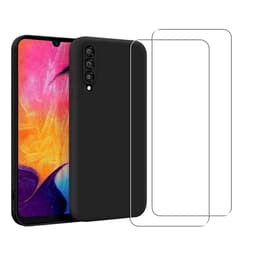 Coque Galaxy A50 et 2 écrans de protection - Silicone - Noir
