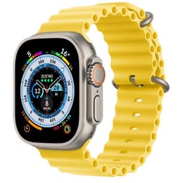 Apple Watch Ultra (2022) GPS + Cellular 49 mm - Titane Titane naturel - Bracelet Océan Jaune