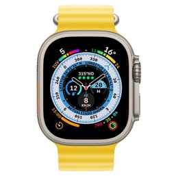 Apple Watch Ultra (2022) GPS + Cellular 49 mm - Titane Titane naturel - Bracelet Océan Jaune