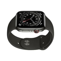 Apple Watch (Series 6) 2020 GPS + Cellular 44 mm - Acier inoxydable Gris - Boucle sport Noir