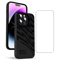 Coque Back Market iPhone 14 Pro et écran de protection - 100% biodégradable - Noir Motif Vague