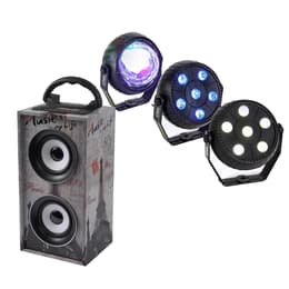 Enceinte Bluetooth Ibiza Sound Mini-Colonne sur batterie 12W USB/SD/AUX/BLUETOOTH/FM - PARIS + Pack de 3 jeux de lumière à led - Astro RGB, PAR Stroboscope - Multicolore