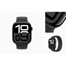 Apple Watch Series 10 (2024) GPS + Cellular 46 mm - Aluminium Noir de jais - Boucle sport Noir