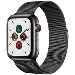 Apple Watch (Series 5) 2019 GPS + Cellular 44 mm - Acier inoxydable Gris sidéral - Bracelet milanais Noir