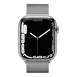 Apple Watch (Series 7) 2021 GPS + Cellular 45 mm - Acier inoxydable Argent - Bracelet milanais Argent
