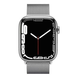 Apple Watch Series 7 (2021) GPS + Cellular 45 mm - Acier inoxydable Argent - Bracelet milanais Gris