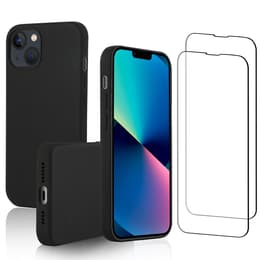 Coque iPhone 14 Plus et 2 écrans de protection - Silicone - Noir