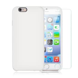 Coque iPhone 6/6S et 2 écrans de protection - Silicone - Blanc