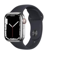 Apple Watch (Series 6) 2020 GPS + Cellular 44 mm - Acier inoxydable Argent - Bracelet sport Noir