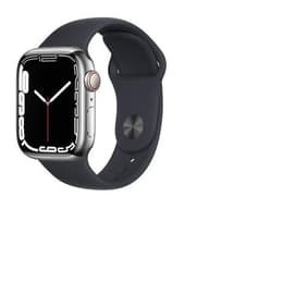 Apple Watch Series 6 (2020) GPS + Cellular 44 mm - Acier inoxydable Argent - Bracelet sport Noir