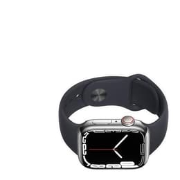 Apple Watch (Series 6) 2020 GPS + Cellular 44 mm - Acier inoxydable Argent - Bracelet sport Noir