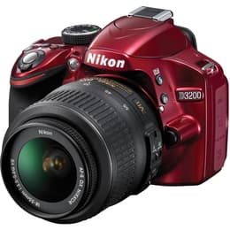 Reflex - Nikon D3200 - Rouge + Objectif Nikkor AF-S DX 18-55 VR II