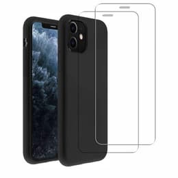 Coque iPhone 11 et 2 écrans de protection - Silicone - Noir