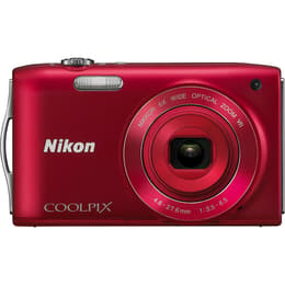 Compact S3300 - Rouge + Nikon Nikkor 6X Wide Optical Zoom VR Lens 26-156mm f/3.3-6.5 f/3.3-6.5