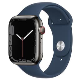 Apple Watch (Series 7) 2021 GPS 41 mm - Acier inoxydable Noir - Bracelet sport Bleu