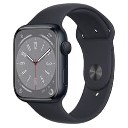 Apple Watch (Series 8) 2022 GPS + Cellular 45 mm - Aluminium Bleu - Bracelet sport Noir