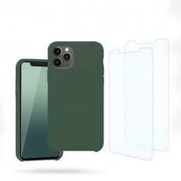 Coque iPhone 11 Pro Max et 2 écrans de protection - Silicone - Vert