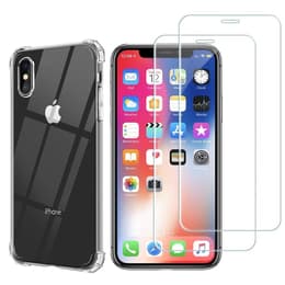 Coque iPhone XS,iPhone X et 2 écrans de protection - TPU - Transparent