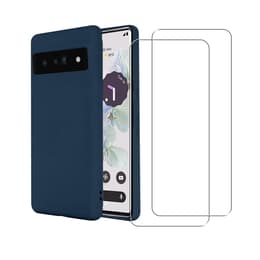 Coque Google Pixel 7 et 2 écrans de protection - Silicone - Bleu marine