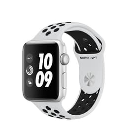 Apple Watch (Series 3) 2017 GPS + Cellular 42 mm - Aluminium Argent - Bracelet sport Nike Blanc