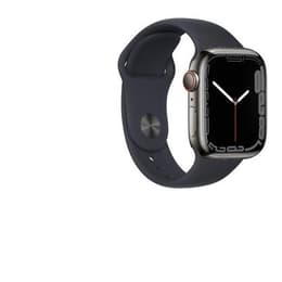 Apple Watch (Series 7) 2021 GPS + Cellular 41 mm - Acier inoxydable Gris - Bracelet sport Noir