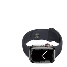 Apple Watch (Series 7) 2021 GPS + Cellular 41 mm - Acier inoxydable Gris - Bracelet sport Noir