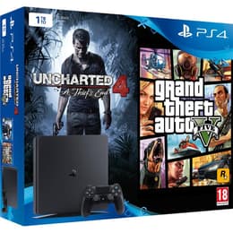 PlayStation 4 Slim 1000Go - Jet black + Uncharted 4: A Thief´s End + Grand Theft Auto V