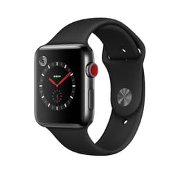 Apple Watch (Series 3) 2017 GPS + Cellular 42 mm - Acier inoxydable Gris sidéral - Sport Noir