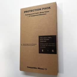 Coque iPhone 11 et 2 écrans de protection - Plastique recyclé - Transparent