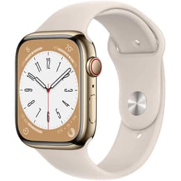 Apple Watch (Series 8) 2022 GPS + Cellular 45 mm - Aluminium Or - Bracelet sport Lumière stellaire