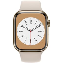 Apple Watch (Series 8) 2022 GPS + Cellular 45 mm - Aluminium Or - Bracelet sport Lumière stellaire