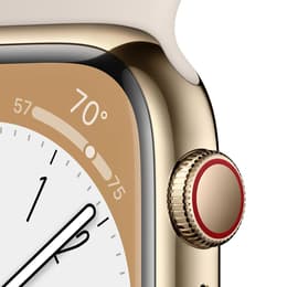 Apple Watch (Series 8) 2022 GPS + Cellular 45 mm - Aluminium Or - Bracelet sport Lumière stellaire