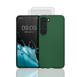 Coque Galaxy S23+ et 2 écrans de protection - Silicone - Vert