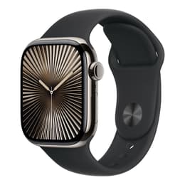 Apple Watch Series 10 (2024) GPS + Cellular 46 mm - Titane Naturel - Bracelet sport Noir