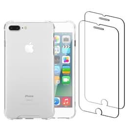 Coque iPhone 7 Plus/iPhone 8 Plus et 2 écrans de protection - Plastique recyclé - Transparent