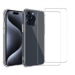 Coque iPhone 15 Pro et 2 écrans de protection - TPU - Transparent