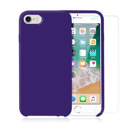 Coque iPhone SE (2022/2020)/8/7/6/6S et 2 écrans de protection - Silicone - Violet