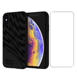 Coque Back Market iPhone X/XS et écran de protection - 100% biodégradable - Noir Motif Vague
