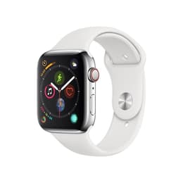 Apple Watch (Series 4) 2018 GPS + Cellular 40 mm - Acier inoxydable Argent - Bracelet sport Blanc
