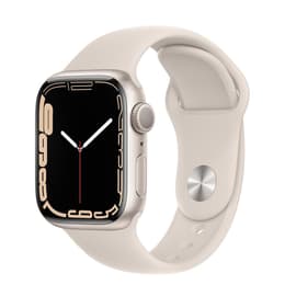 Apple Watch (Series 7) 2021 GPS + Cellular 41 mm - Aluminium Argent - Bracelet sport Lumière stellaire