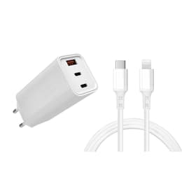Câble et Prise Murale (USB-C + Lightning) 65W - WTK